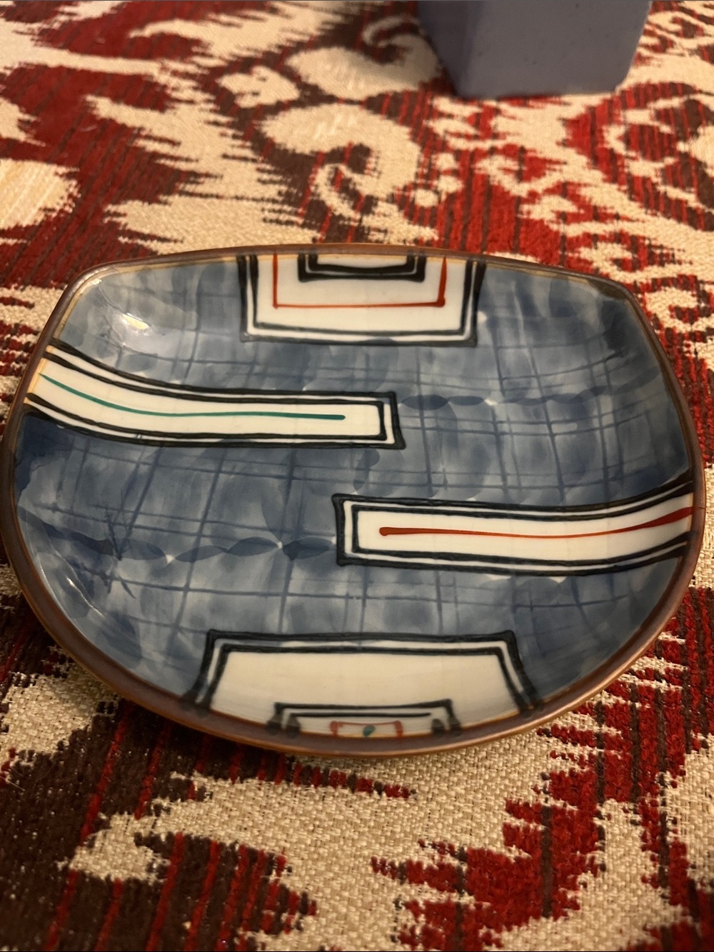 Japanese Kutani Ware Ceramic Serving Platter Shallow Bowl Mis Century modern 811
